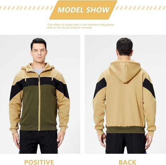 New Men's Full Zip Drawstring Hooded Sweater Multiple Sizes - Picture 5 of 5